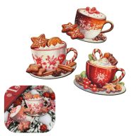 Nyomtatott dekorkarton - Karácsonyi forró csoki szett 3db/csomag – karácsonyi dekorációhoz