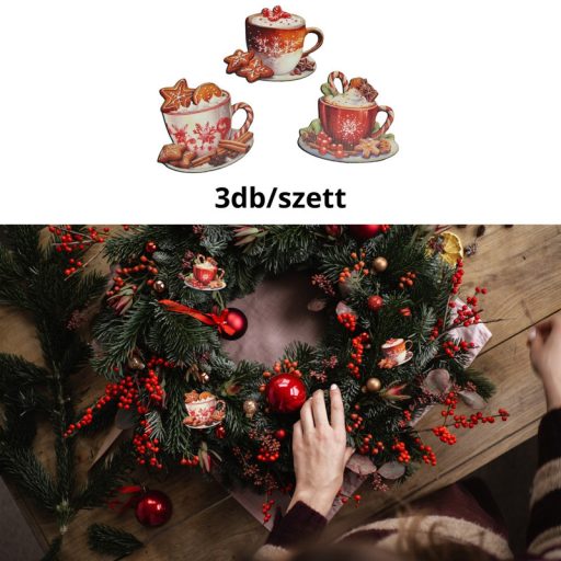 Nyomtatott dekorkarton - Karácsonyi forró csoki szett 3db/csomag – karácsonyi dekorációhoz