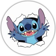 Nyomtatott fa tábla koszorú közép - Stitch vagyok! 11,8cm – kreatív dekorációhoz