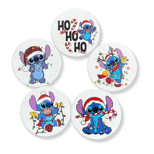 Nyomtatott fa tábla - Stitch karácsonyi szett 5db/csomag – karácsonyi dekorációhoz