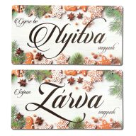 Nyomtatott fa tábla - Zárva-Nyitva tábla - téli mézeskalácsos 24,3x13cm – karácsonyi dekorációhoz