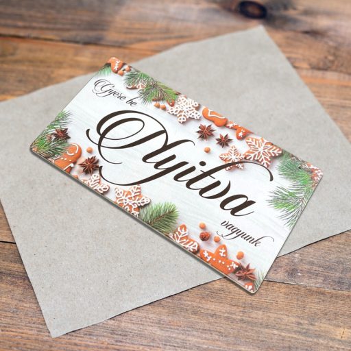 Nyomtatott fa tábla - Zárva-Nyitva tábla - téli mézeskalácsos 24,3x13cm – karácsonyi dekorációhoz