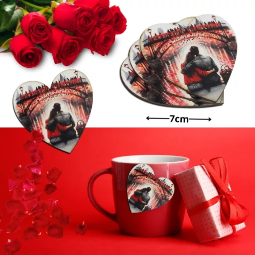 Nyomtatott dekorkarton - Szív táblák 3db/cs Szerelmes híd – valentin napi dekorációhoz