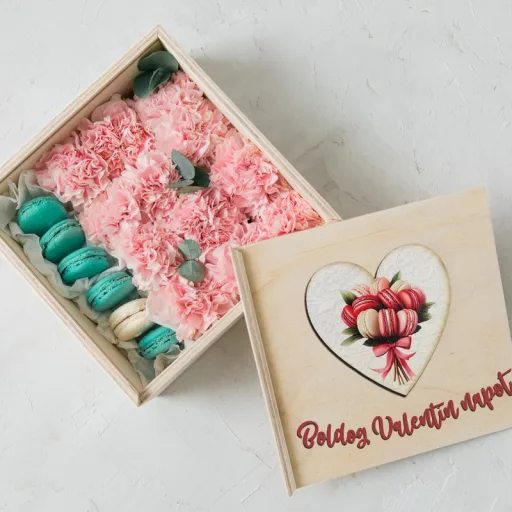 Nyomtatott dekorkarton - Szív táblák 3db/cs Macaron csokor – valentin napi dekorációhoz