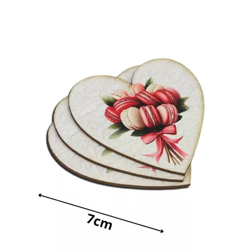 Nyomtatott dekorkarton - Szív táblák 3db/cs Macaron csokor – valentin napi dekorációhoz