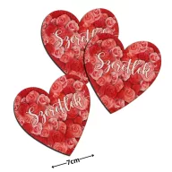 Nyomtatott dekorkarton - Szív táblák 3db/cs Szeretlek felirat rózsás – valentin napi dekorációhoz