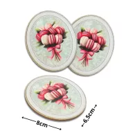 Nyomtatott dekorkarton - Macaron csokor ovál tábla 3db/cs – anyák napi dekorációhoz