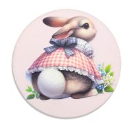 Nyomtatott fa tábla - Kerti nyuszi popi koszorú közép 11,8cm – kreatív dekorációhoz