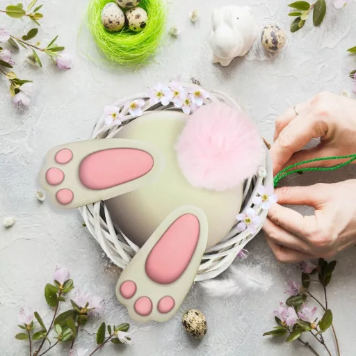 Nyomtatott dekorkarton - Nyuszi popi rózsaszín 20cm – kreatív dekorációhoz