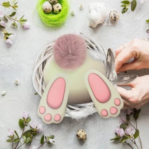 Nyomtatott dekorkarton - Nyuszi popi mályva 20cm – kreatív dekorációhoz