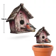 Nyomtatott dekorkarton - Madáretető rózsaszín 14x13,7cm – húsvéti dekorációhoz