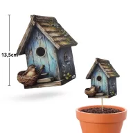 Nyomtatott dekorkarton - Madáretető kék 12,2x13,7cm – húsvéti dekorációhoz
