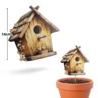 Nyomtatott dekorkarton - Madáretető sárga 13,5x14cm – húsvéti dekorációhoz