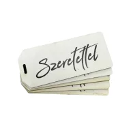 Nyomtatott dekorkarton - Szeretettel biléta fehér 5db/csomag – kreatív dekorációhoz