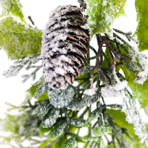 Borostyán lógó dísz tobozzal havas – ajtódíszhez, koszorúalapnak