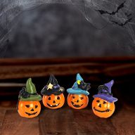 Halloween kalapos tökök 4db/csomag – karácsonyi dekorációhoz