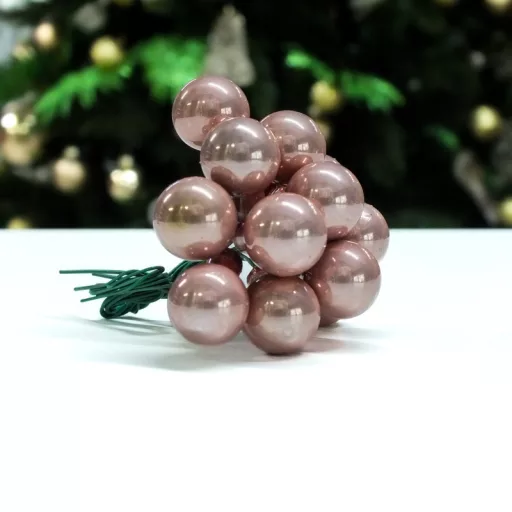 Mini karácsonyfadísz pick rózsaarany 12csokor - OKOSÁR!