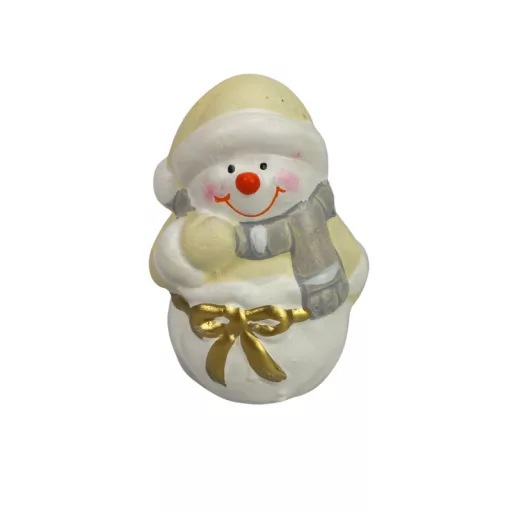 Kerámia hóember dobozban – karácsonyi dekorációhoz