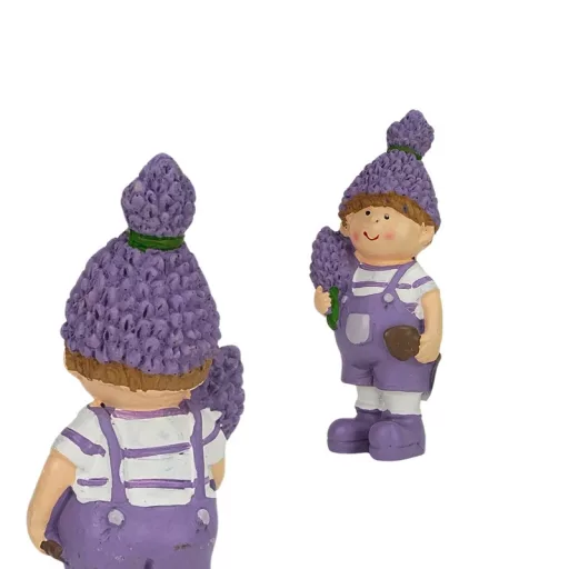 Levendula sapkás kisfiú 11,4cm – karácsonyi dekorációhoz