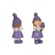 Levendula sapkás kislány 11,5cm – karácsonyi dekorációhoz