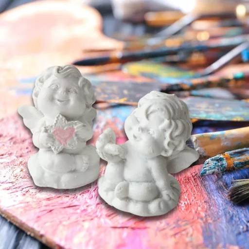 Kerámia ülő angyalkák 2db/csomag – karácsonyi dekorációhoz, koszorúhoz