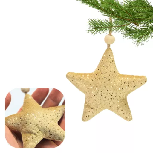 Textil akasztható csillag 4 féle – karácsonyi dekorációhoz