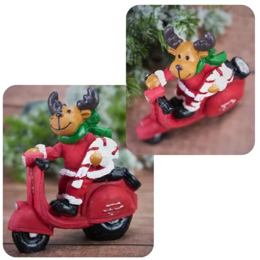 Poly nyalóka pálcás rénszarvas motoron – koszorúhoz, asztaldíszhez