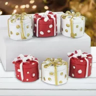 Poly pöttyös ajándékdoboz 6db/doboz – karácsonyi dekorációhoz