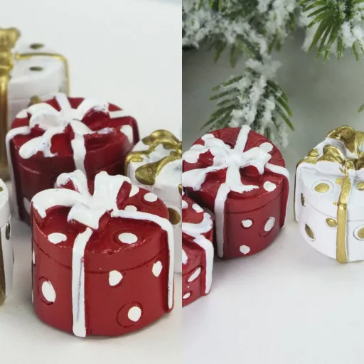 Poly pöttyös ajándékdoboz 6db/doboz – karácsonyi dekorációhoz