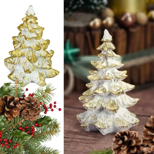 Poly fenyőfa fehér-arany – koszorúhoz, asztaldíszhez