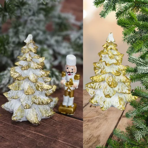 Poly fenyőfa fehér-arany – koszorúhoz, asztaldíszhez