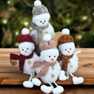 Bolyhos textil hóember 4 féle – karácsonyi dekorációhoz