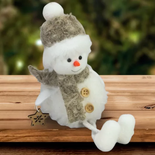 Bolyhos textil hóember 4 féle – karácsonyi dekorációhoz