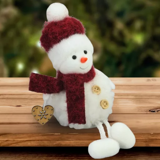 Bolyhos textil hóember 4 féle – karácsonyi dekorációhoz