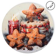 Műanyag kerek tálca Mézeskalács csillagok 33cm – koszorúkészítéshez