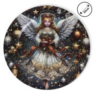 Műanyag kerek tálca angyalkás 33cm – koszorúkészítéshez