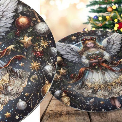 Műanyag kerek tálca angyalkás 33cm – koszorúkészítéshez