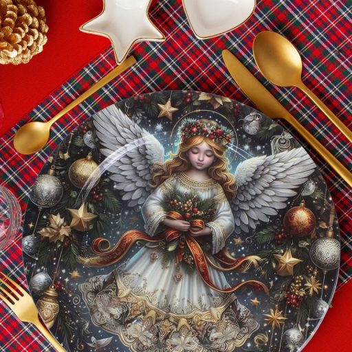 Műanyag kerek tálca angyalkás 33cm – koszorúkészítéshez