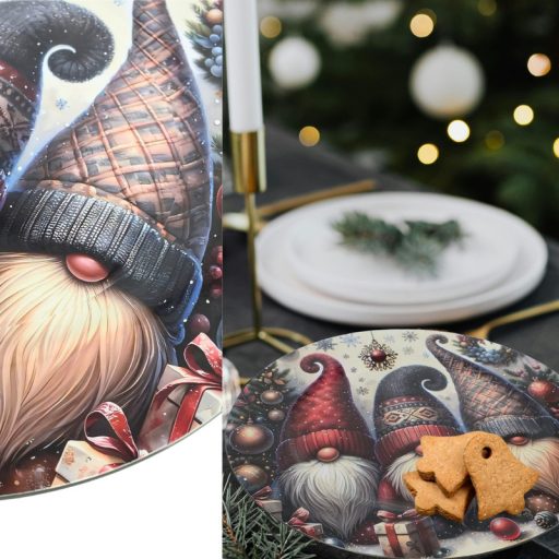 Műanyag kerek tálca Arcátlan manó trió 33cm – koszorúkészítéshez