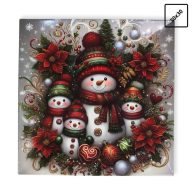 Műanyag négyszögletű tálca Hóember család 30x30cm – koszorúkészítéshez