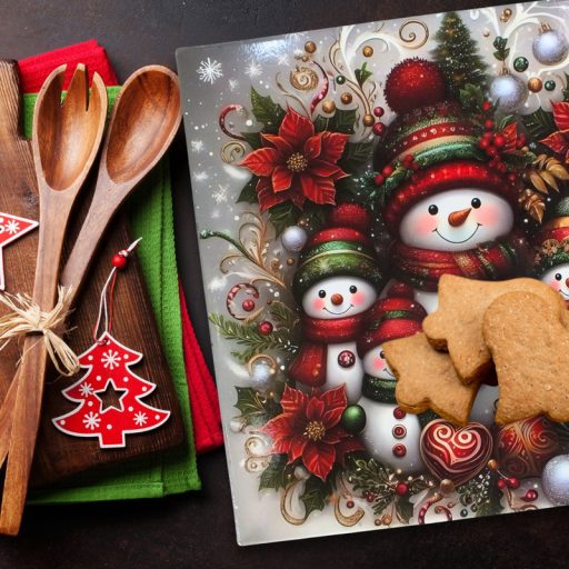 Műanyag négyszögletű tálca Hóember család 30x30cm – koszorúkészítéshez