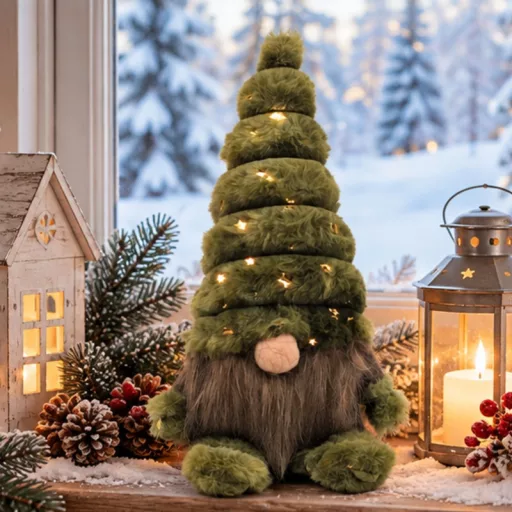 Zöld arcátlan manó arany csillag díszítéssel