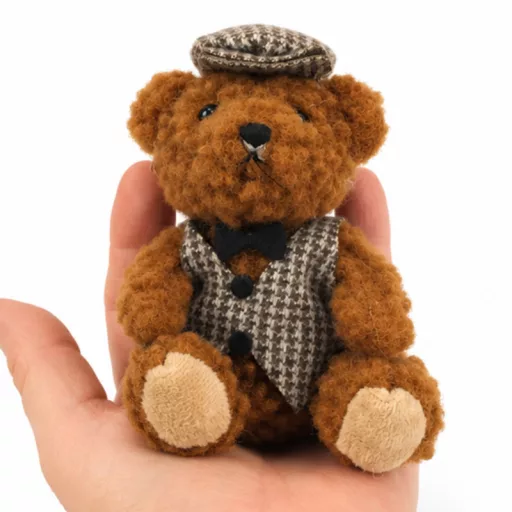 Textil sapkás maci barna kicsi