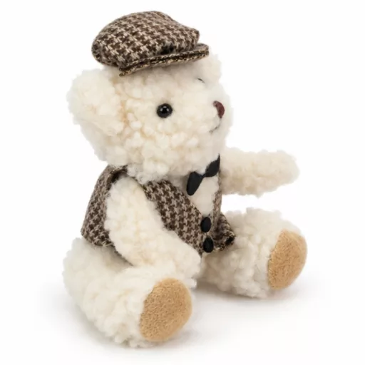 Textil sapkás maci krém kicsi