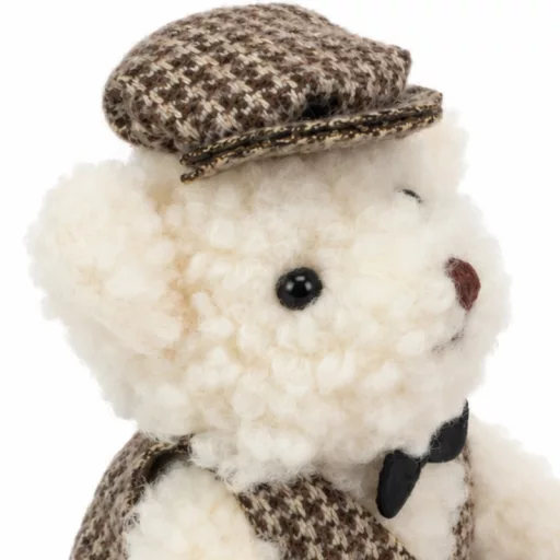 Textil sapkás maci krém kicsi