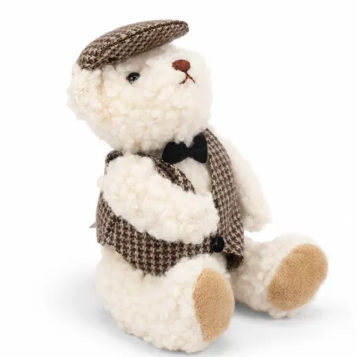 Textil sapkás maci krém nagy