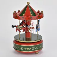 Zenélő körhinta lovas zöld-piros – karácsonyi dekorációhoz