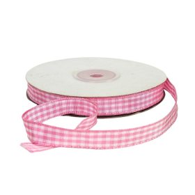 Szalag kockás rózsaszín  1cm x 45méter