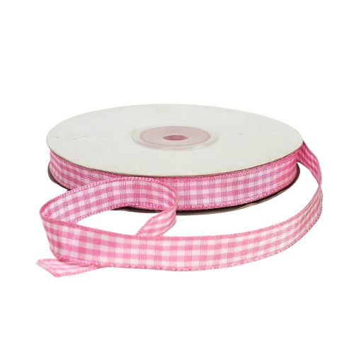 Szalag kockás rózsaszín  1cm x 45méter