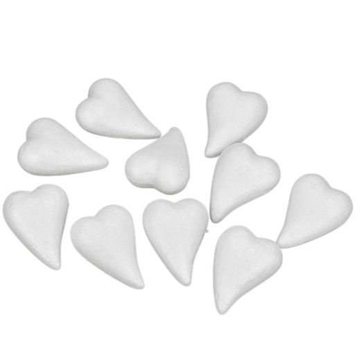 Polisztirol szív 7,5cm 10db/csomag – festéshez, decoupage technikához